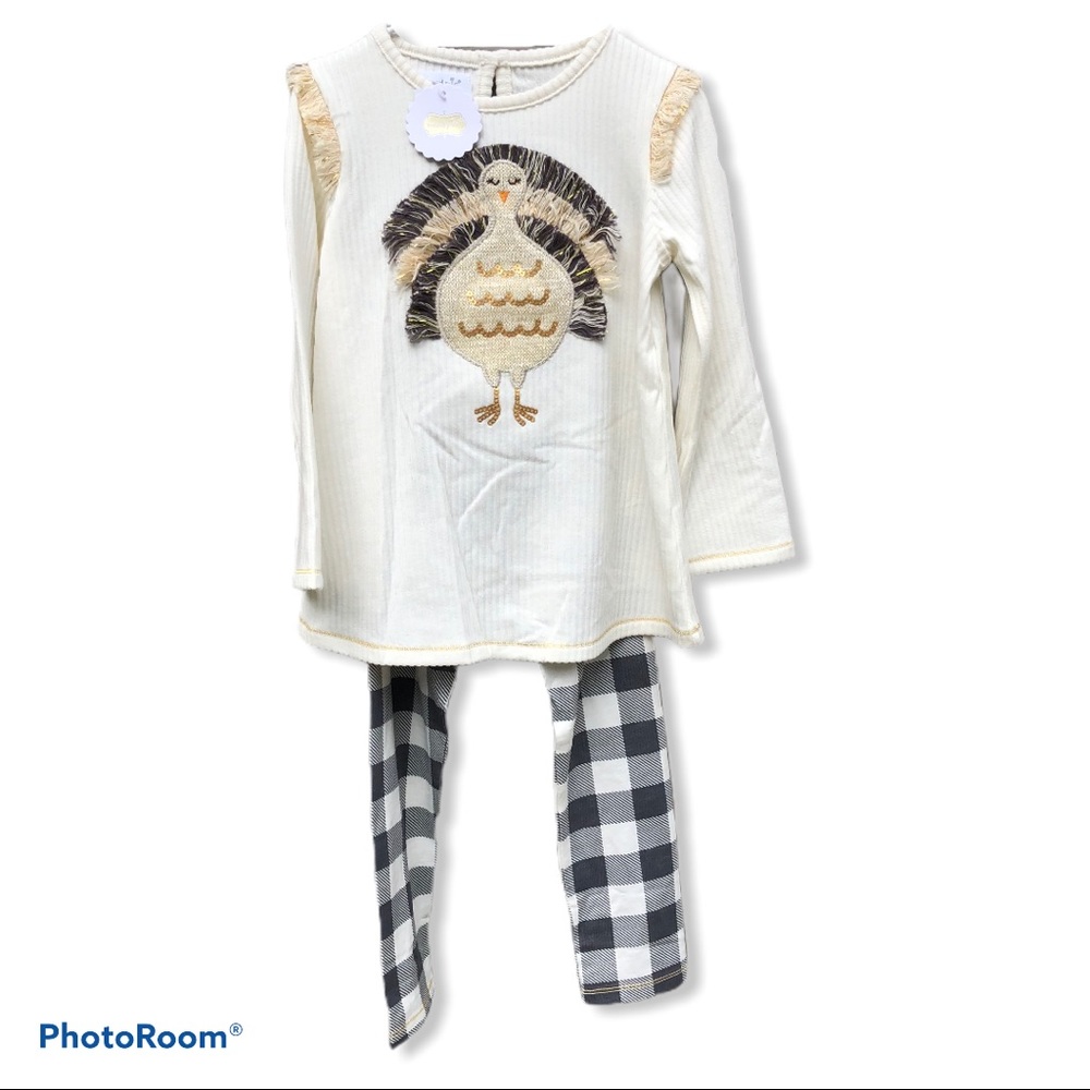 NWT Mud Pie Turkey Thanksgiving Outfit 3T